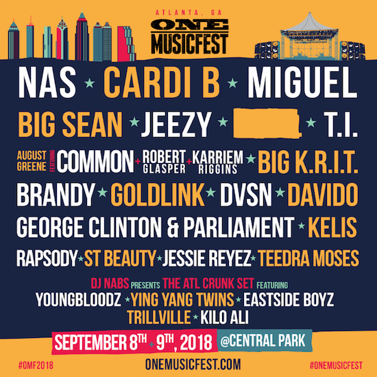 Atlanta's ONE Musicfest Expands To Two Days With Nas, Cardi B & Miguel